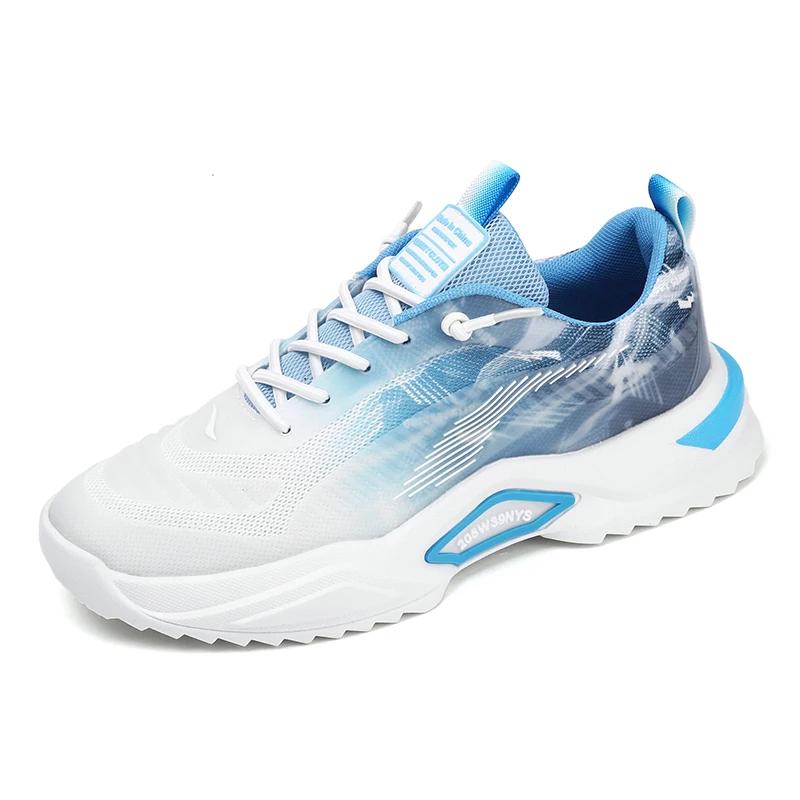 Autumn Winter Blue Men Running Sneakers High Top Platform Men's Athletic Shoes Lace-up Non-slip Sports Shoes Man Baskets