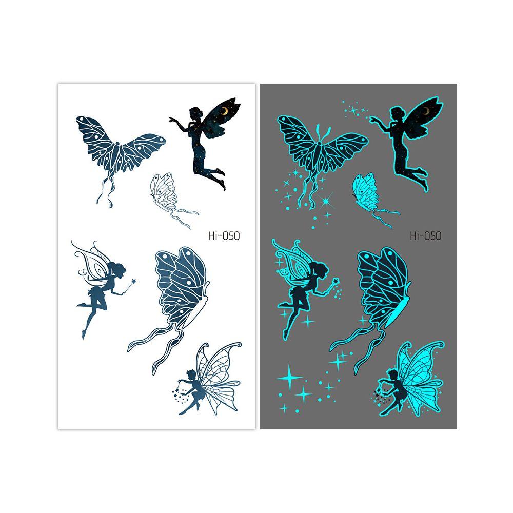 Fluorescent Star Feather Temporary Tattoos Blue Luminous Fake Tattoo Body Art Tattoo Sticker