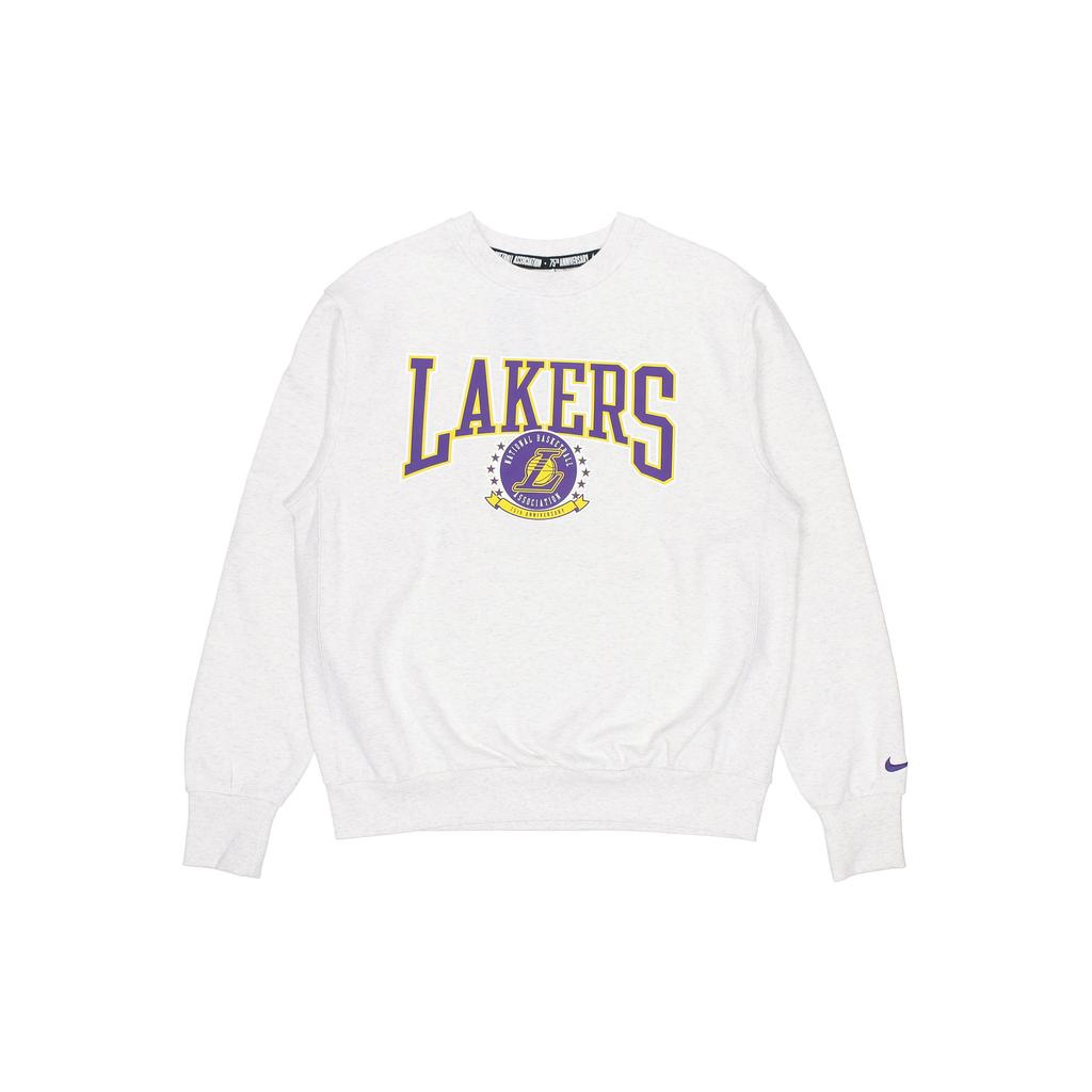 Nike NBA Los Angeles Lakers Fleece Pullover Crew Neck Sweatshirt Men Sweatshirt Grey White DN4905-051