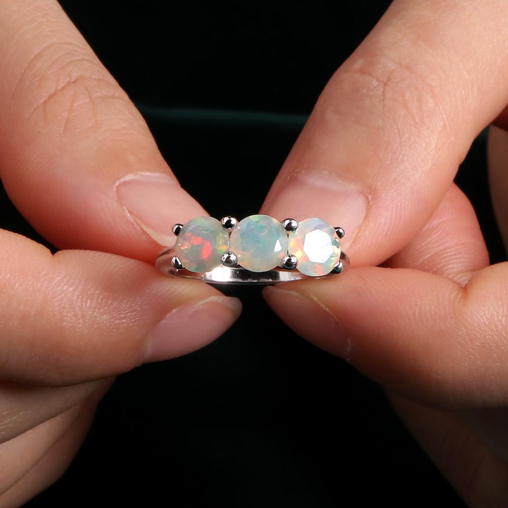 Простое кольцо с опалом из стерлингового серебра 925 пробы, круглое 6 мм, натуральный красочный драгоценный камень, изысканные украшения для женщин, хороший подарок, новое поступление 2024 года