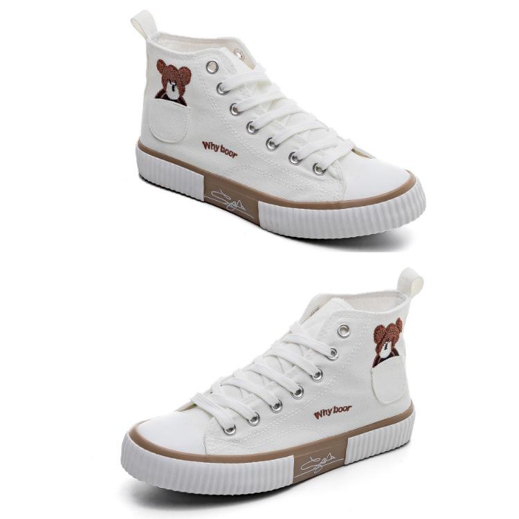 Cloth Shoes Breathable Canvas Shoes Women's Spring and Autumn New Soft-soled Versatile High-top Shoes Children's Trend Casual Board Shoes