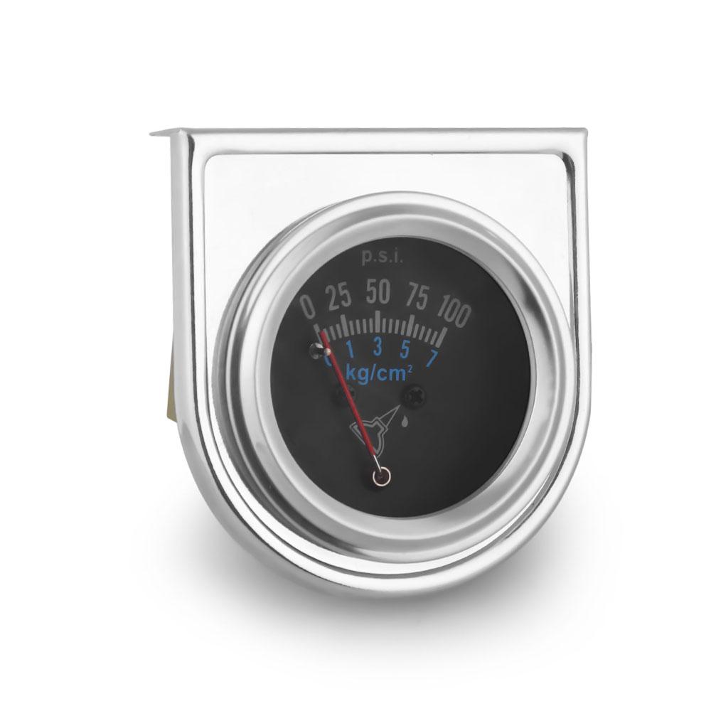 2" 52mm Mechanical Oil Press Gauge 0-100PSI/1-7kg/cm² Oil Pressure Press Car Meter Chrome Black