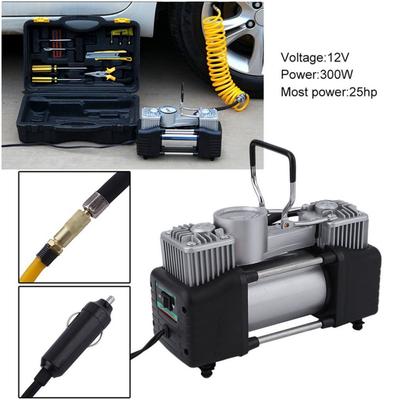 60 л/мин 300 Вт 150 фунтов на кв. дюйм автомобильный воздушный компрессор для шин 12 В из нержавеющей стали двухцилиндровый насос для накачивания шин автомобиля высокой мощности