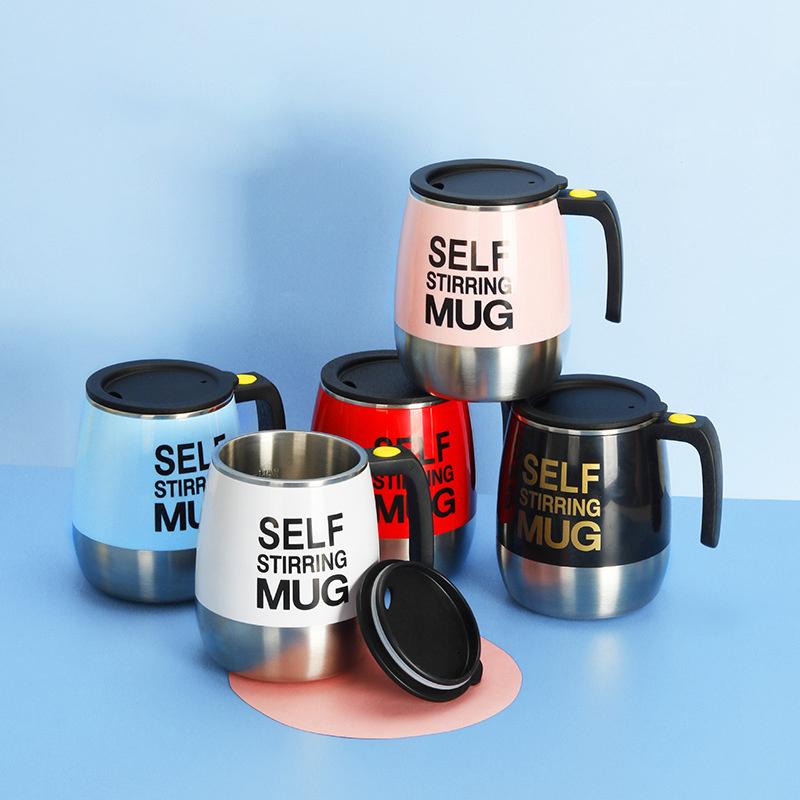 Автоматическая чашка для помешивания, портативная электрическая мешалка для кофе на батарейках, вращающаяся магнитная чашка для самостоятельного перемешивания из нержавеющей стали