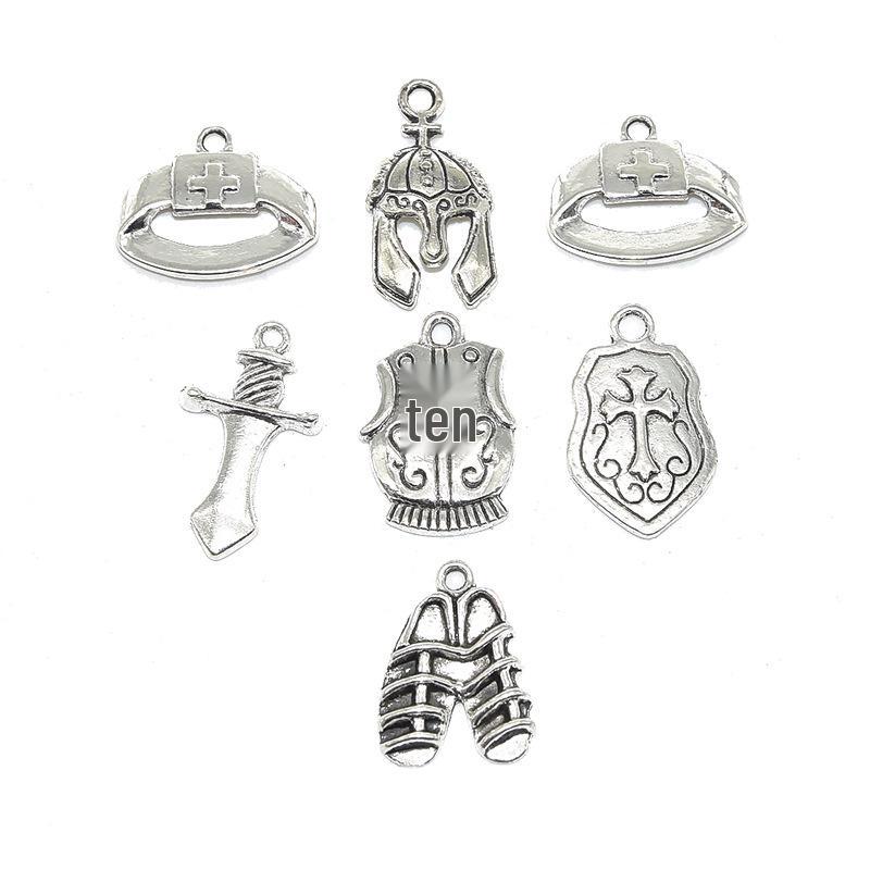 Комплект украшений из сплава своими руками: Шлем на библейскую тему, Доспехи, Щит, Меч, Шармы для браслетов, ожерелий, серег или подвесок