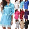 Women's Summer Sexy Nightgown Plain Silk Satin Robes Bridal Wedding Bridesmaid Bride Gown Bath Robe