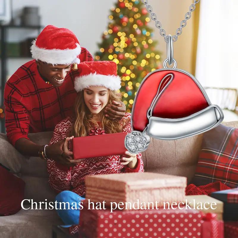 Christmas Hat Necklace With Rhinestones For Festive Occasions Gift Jewelry