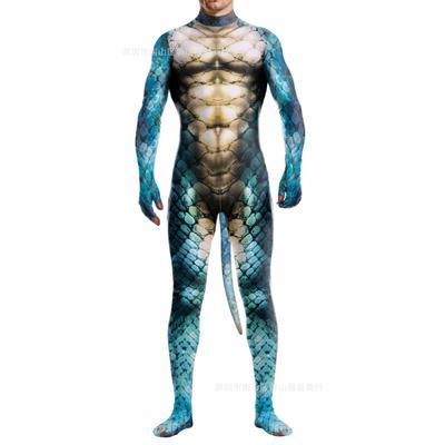 Косплей Карнавальный Костюм для Взрослых Боди Унисекс Комбинезон Сексуальный с Хвостом Хаски Животный Принт Полиэстер Костюмы