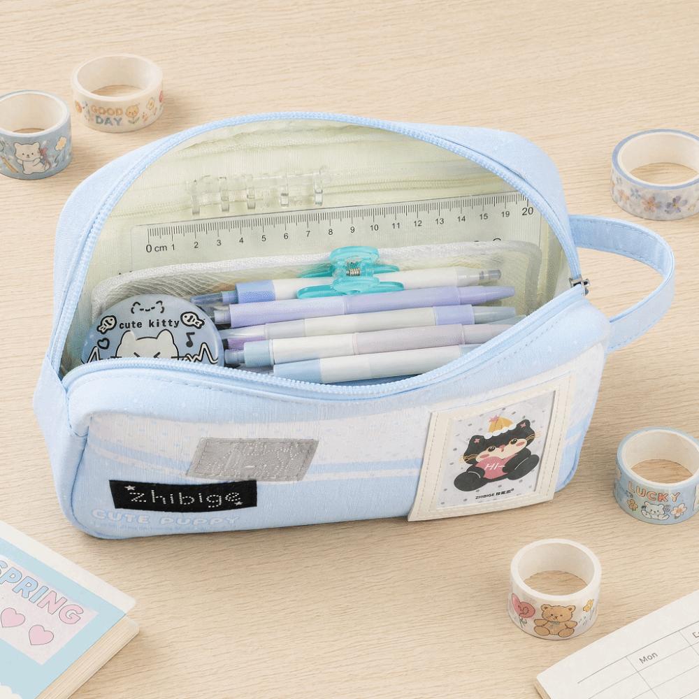 Handheld Pen Bag Large Capacity Pencil Pouch Portable Stationery Organizer  Gift