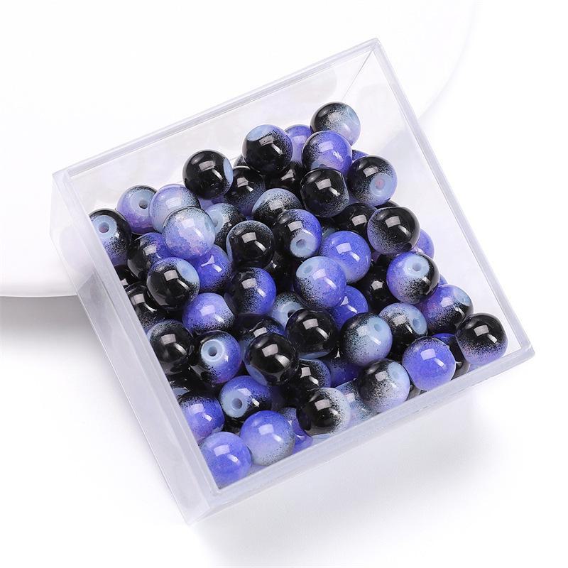 Комплект браслетов из бисера Summer Jelly Gold Glitter: Двойные стеклянные круглые бусины и полусахарные пузырчатые бусины