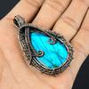 Labradorite Pendant, Handmade Gemstone 999 Copper Wire Wrapped Pendant Antique Jewelry, For Gift Silver Jewelry