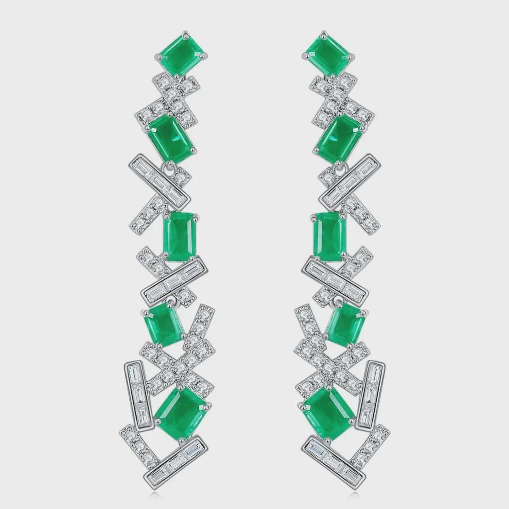 Серьги-кисточки из стерлингового серебра 925 пробы с изумрудным покрытием, позолоченные 18 карат, с легким роскошным дизайном для вечернего наряда