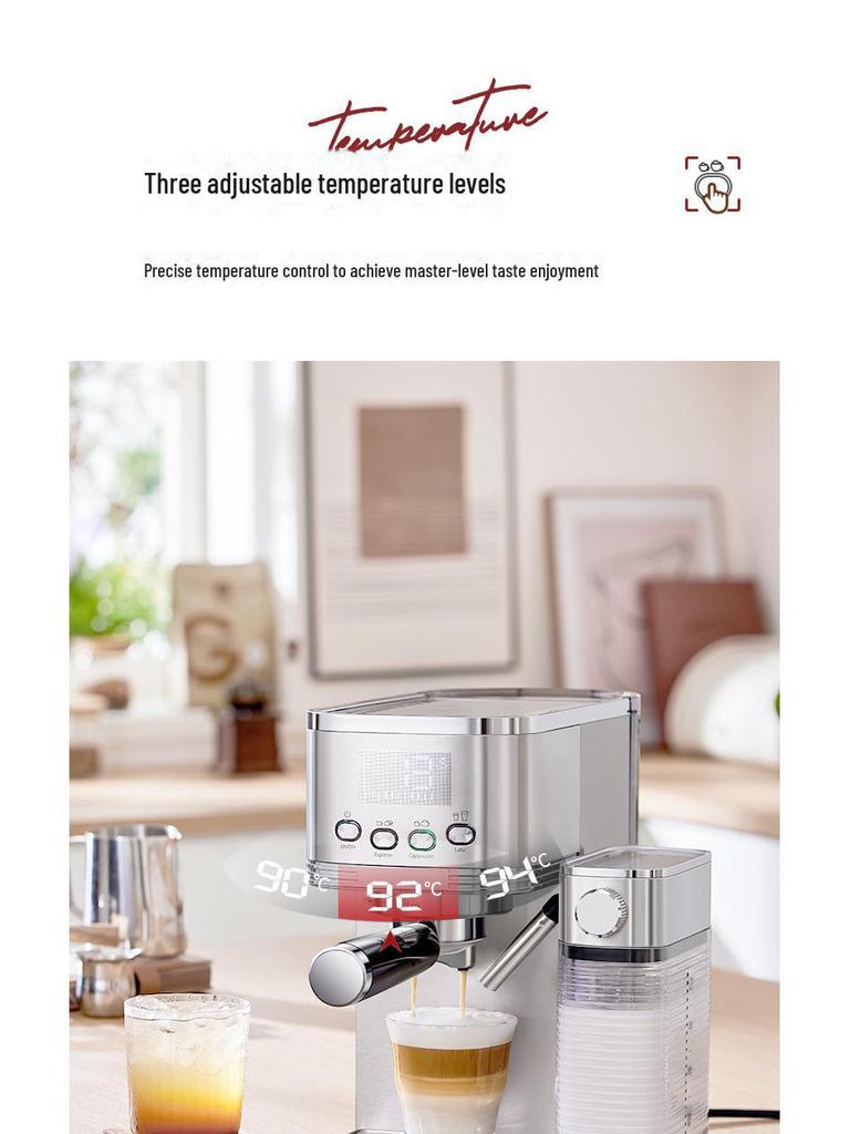 20-Bar Italian Coffee Machine with Integrated Milk Frother