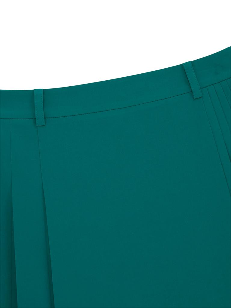 Wide Angle Co Mid-Length Fine Pleated Culottes L_Green