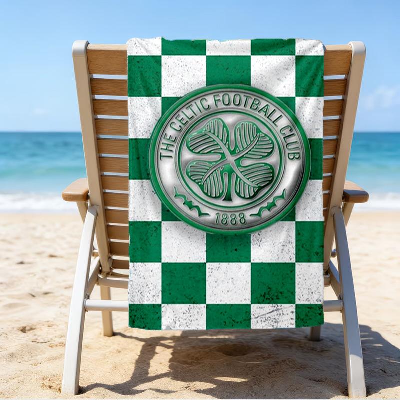Cel-tic Football Club Crest Printed Beach Towel, Super Soft Microfiber, Perfect Gift Birthday, for Pool, Beach, Travel, for family and friends
