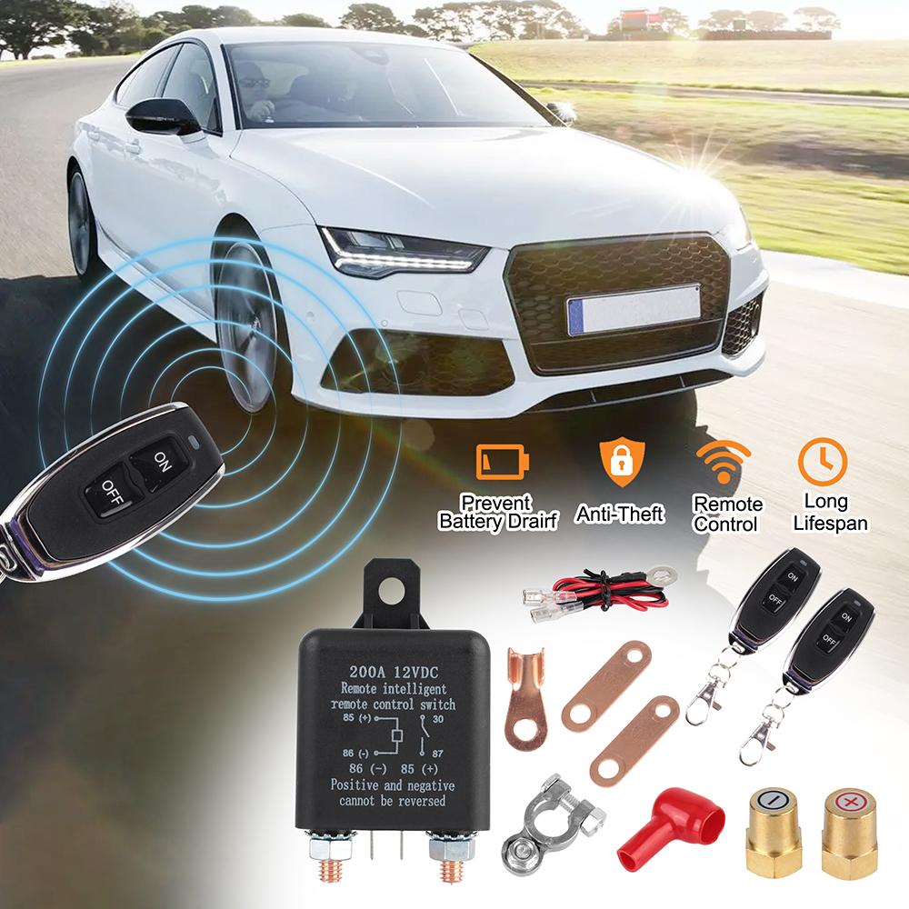 Anti-Theft Remote Control Kill Switch Remote Battery Disconnect Switch 12V 200A For Car Boat RV Van Battery Cut Off Switch Relay