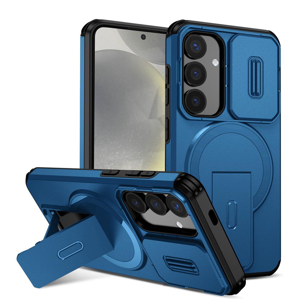 KEYSION Противоударный магнитный чехол для Samsung Galaxy S24 S25 Ultra S25+ S24 FE со сдвижной защитой камеры, подставкой и поддержкой беспроводной зарядки