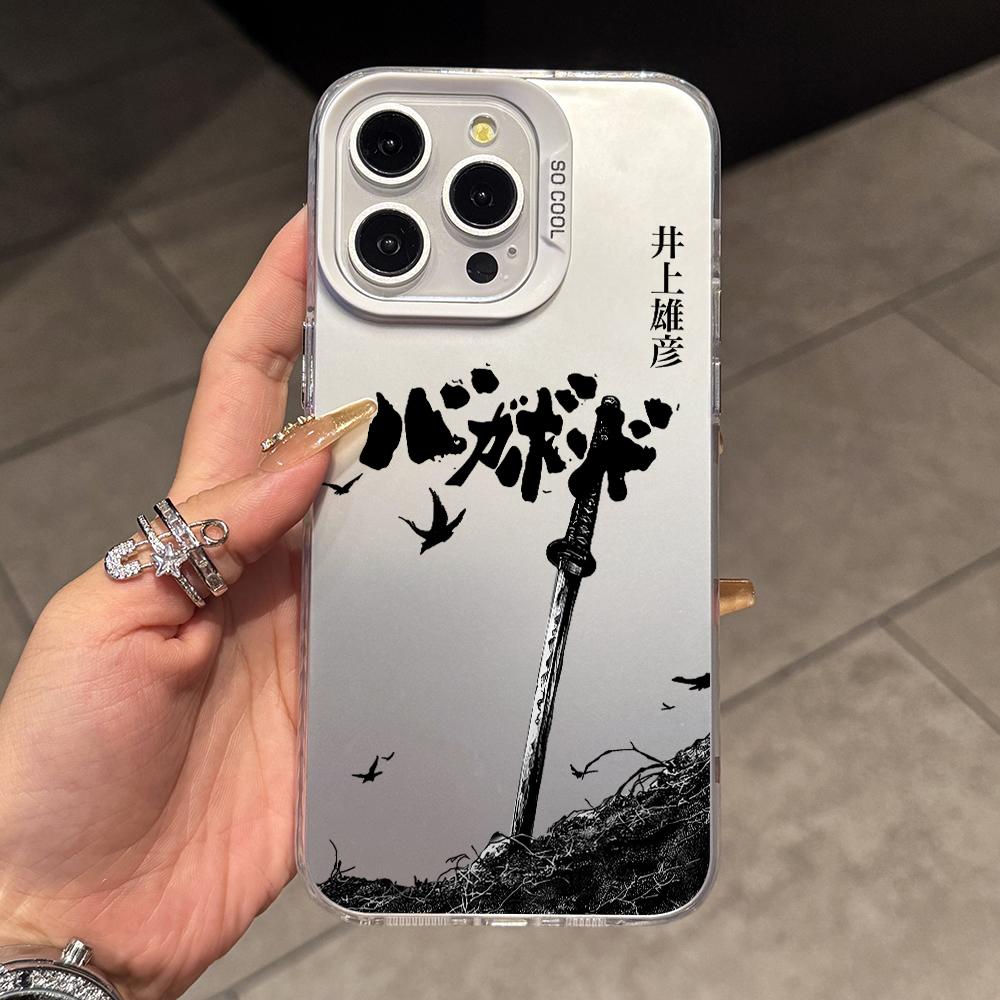 Japanese Swordsman Anime Phone Case for iPhone 17 Air 16 16e 15 14 Plus 13 12 11 Pro Max X Xs XR 8 Colorful Silver Hard Cover
