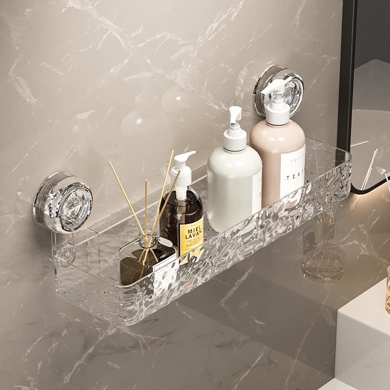 Полка для ванной на присосках без сверления - Настенная, Гофрированная стойка для хранения в ванной комнате