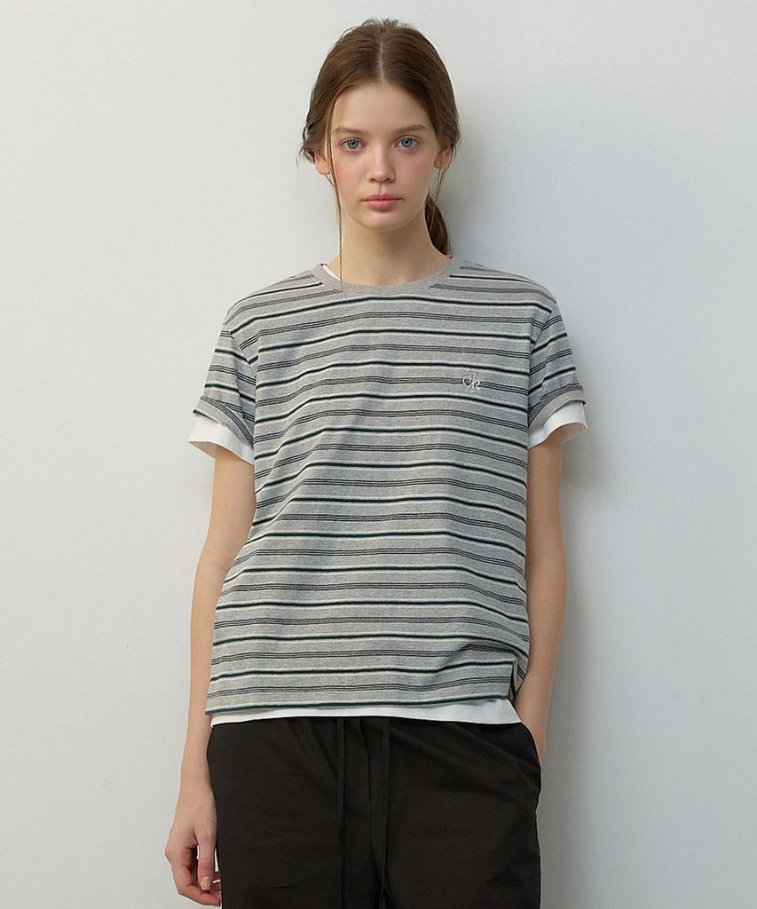 CITYBREEZE Multi-Stripe Short Sleeve T-Shirt_Melange Grey