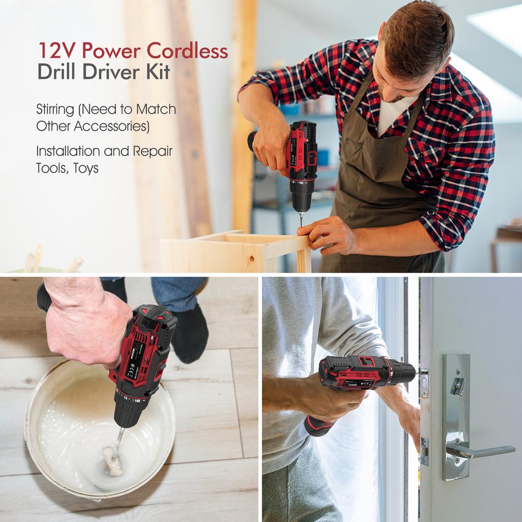 Комплект аккумуляторной дрели-шуруповерта. Набор электрических дрелей 12 В. 50 шт. Набор щеток для электрической дрели. 18 + 1 винт сцепления.