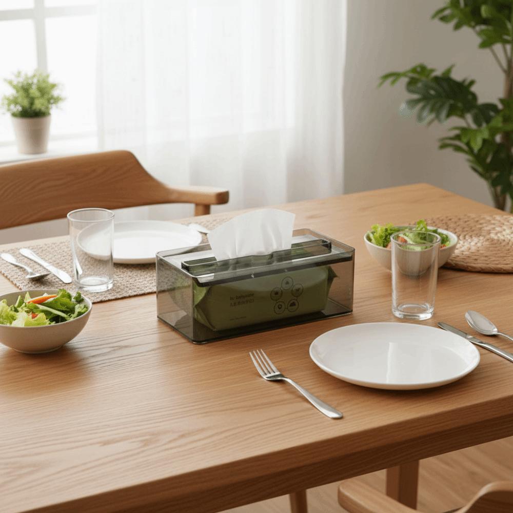 Waterproof Transparent Tissue Box Multi-Functional Rectangular Napkin Storage Case Large Capacity Space-saving Tissue Dispenser