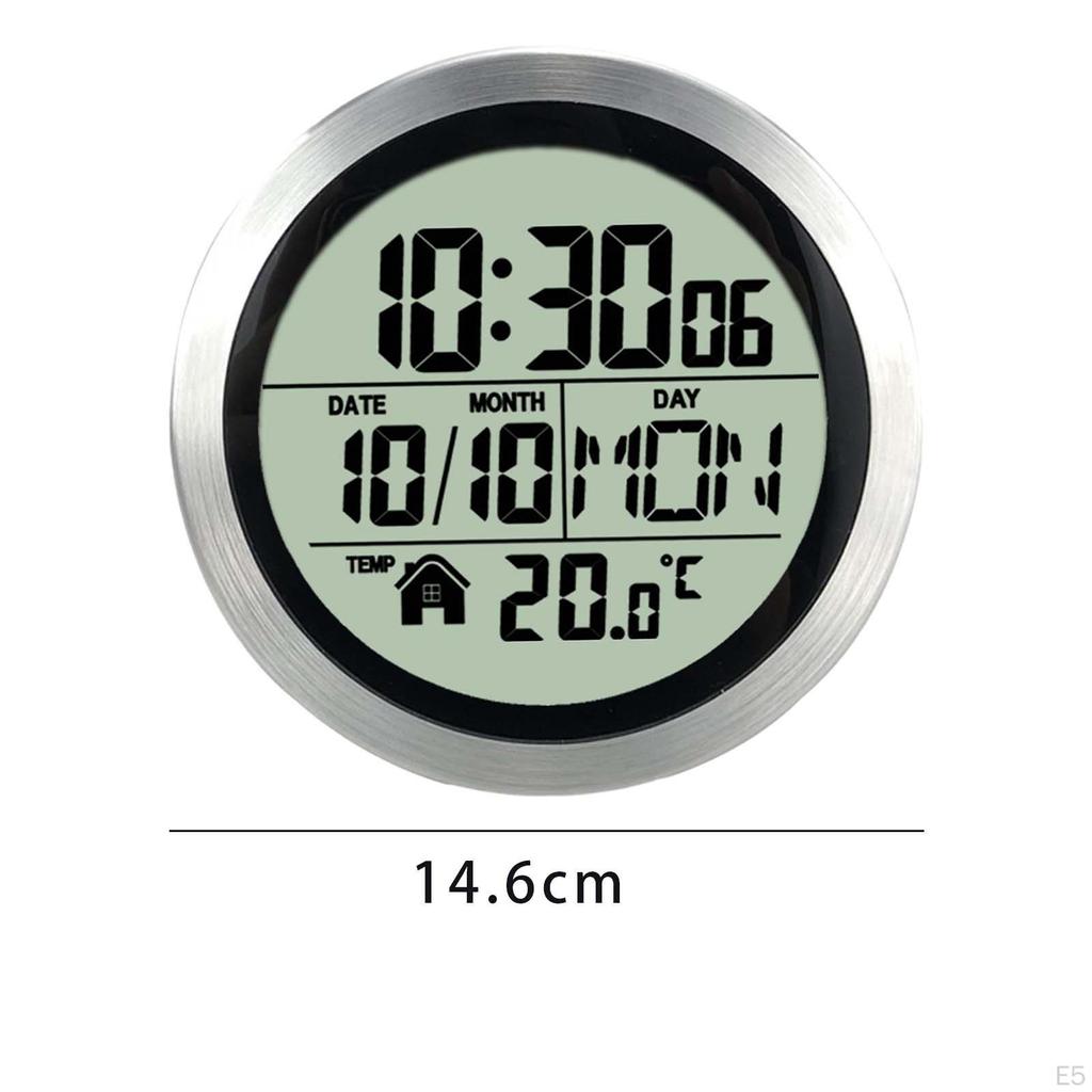 14.6 Cm Bathroom Digital Wall Clock with Suction Cup, LCD Display, Dustproof, Lightweight,
