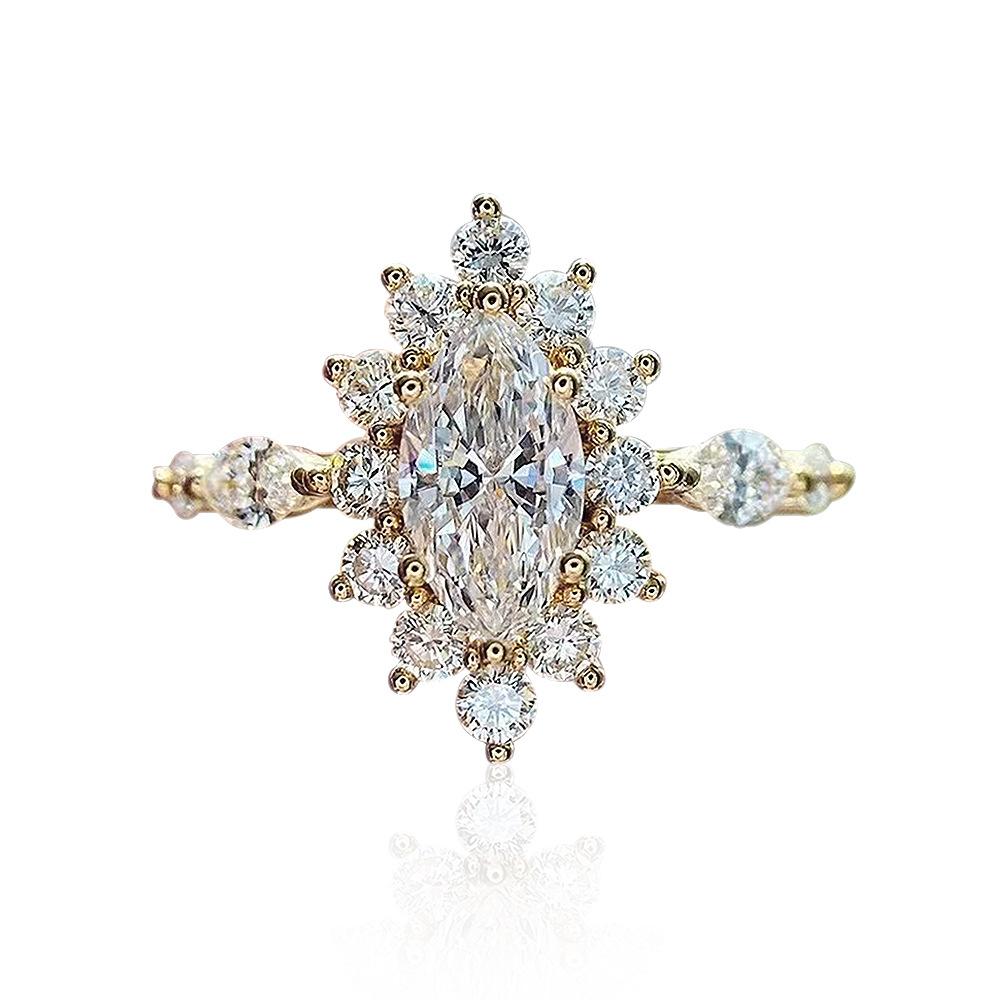 Роскошные кольца золотого цвета с кристаллами маркизы и цирконием для женщин, стильные кольца для девочек, обручальные свадебные аксессуары, эффектные ювелирные изделия