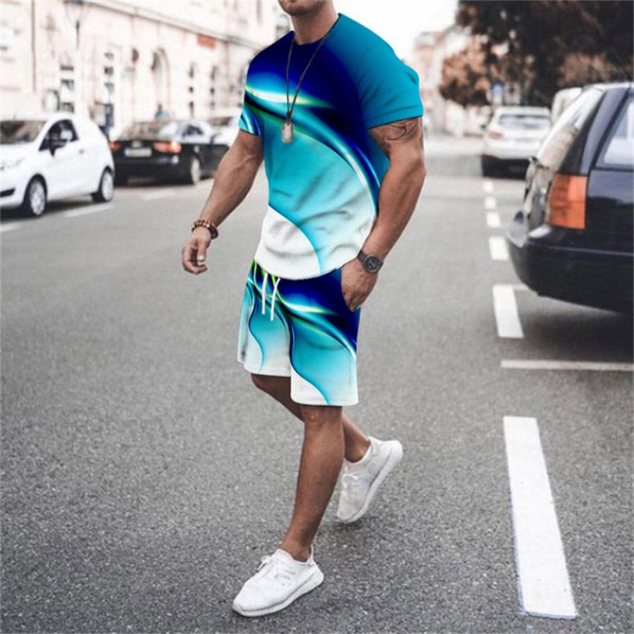 Mens Fashion Tracksuit Set Shorts Summer Men 2 Piece Outfit Suit Casual Short Sleeve Men Clothing Oversized Tshirt Jogging Set