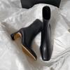 2024 New Vintage Brown Women Ankle Boots Elegant Square Toe Shoes Autumn Winter Thick Heel Women's Short Booties