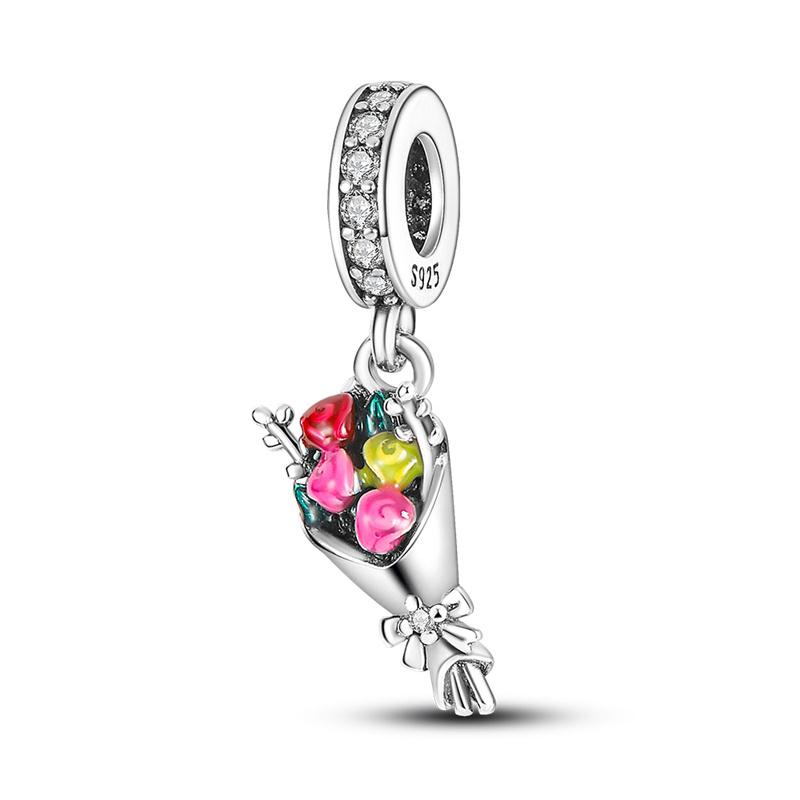 925 Silver Sunflower Butterfly Flower Heart Charm for 3mm DIY Bracelet, Beautifully Beaded DIY Fashion Maker Gifts