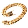 15mm Heavy Mens Boys Chain Cut Rombo Cuban Curb Link Gold Tone Stainless Steel Bracelet Wholesale Jewelry