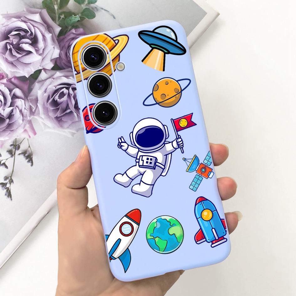 Чехол для Samsung Galaxy S24 Plus Милый Желтый Утенок Астронавт Матовый Силиконовый Мягкий Чехол для Samsung S 24 S24 Ultra S24+ 5G Funda