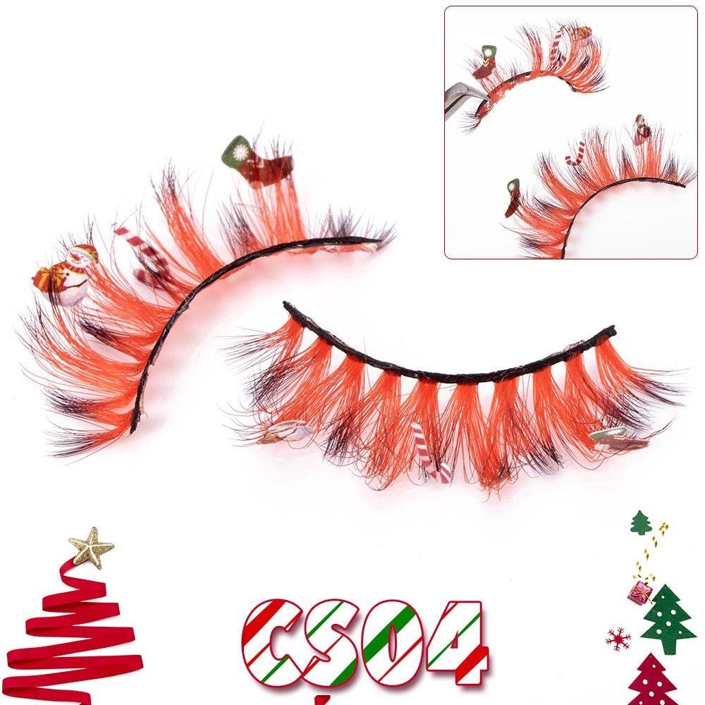 Chemical Fiber Christmas Cluster Eyelashes Cartoon Snowman Christmas Fluffy Segmented Lashes  Girls