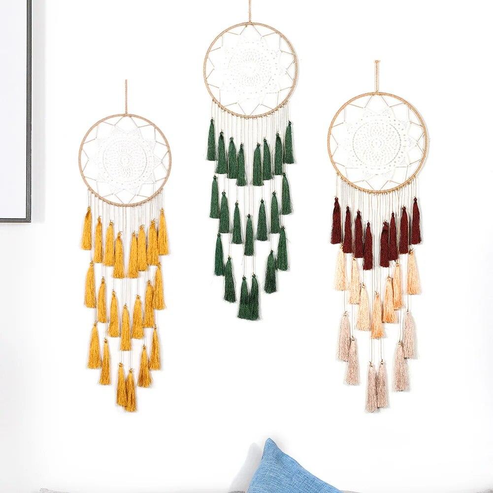 INS Nordic Boho Decor Tassel Handmade Woven Wall Hanging Creative Wind Chimes Decoration Pendant Home Decoration Accessories