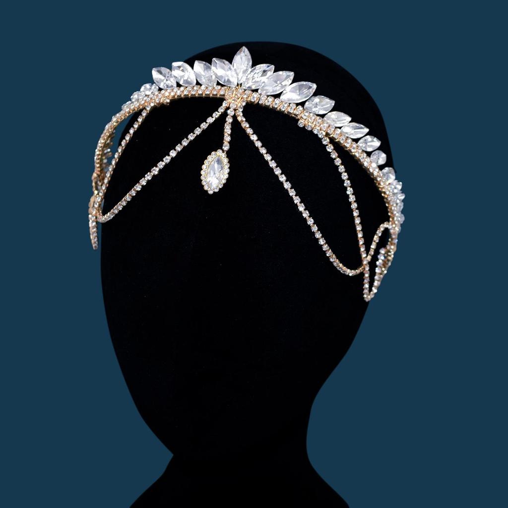 Ручная работа Тиара с кристаллами и кисточкой для свадебных причесок (DZ051)