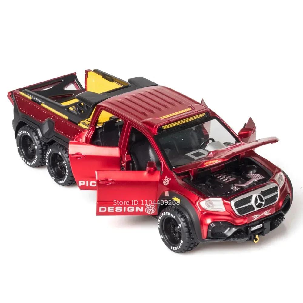 1:28 Scale UNIMOG ORV X-Class Exy 6x6 Toy Car Model Alloy Diecast Pull Back Simulation Sound Light Metal Vehicles for Boys