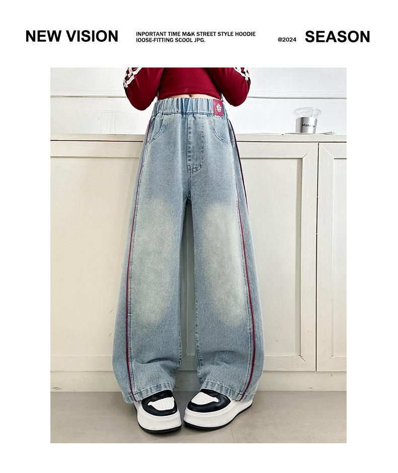 Девичьи джинсы широкого кроя на флисовой подкладке для осени и зимы