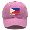 Flag of Filipino Print Adjustable Baseball Hat, Patriotic Flat Cap Trendy Slouchy Sun Visor Raw Brim Snapback Baseball Cap