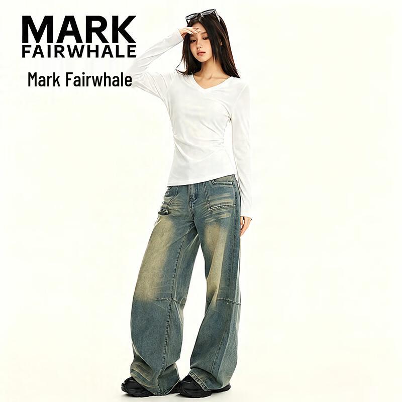 Mark Fairwhale Женская футболка с V-образным вырезом и длинным рукавом