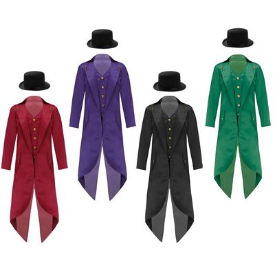 Детский викторианский костюм Ретро Ренессанс Фрак Жакет Золотые пуговицы Фетровая шляпа Маг Цирковой дрессировщик Праздничный наряд