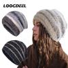 Loogdeel Осень Зима Теплая Однотонная Шапка Бини Ветрозащитная Шапка с Капюшоном Женская Мужская Модная Вязаная Шапка с Защитой Ушей