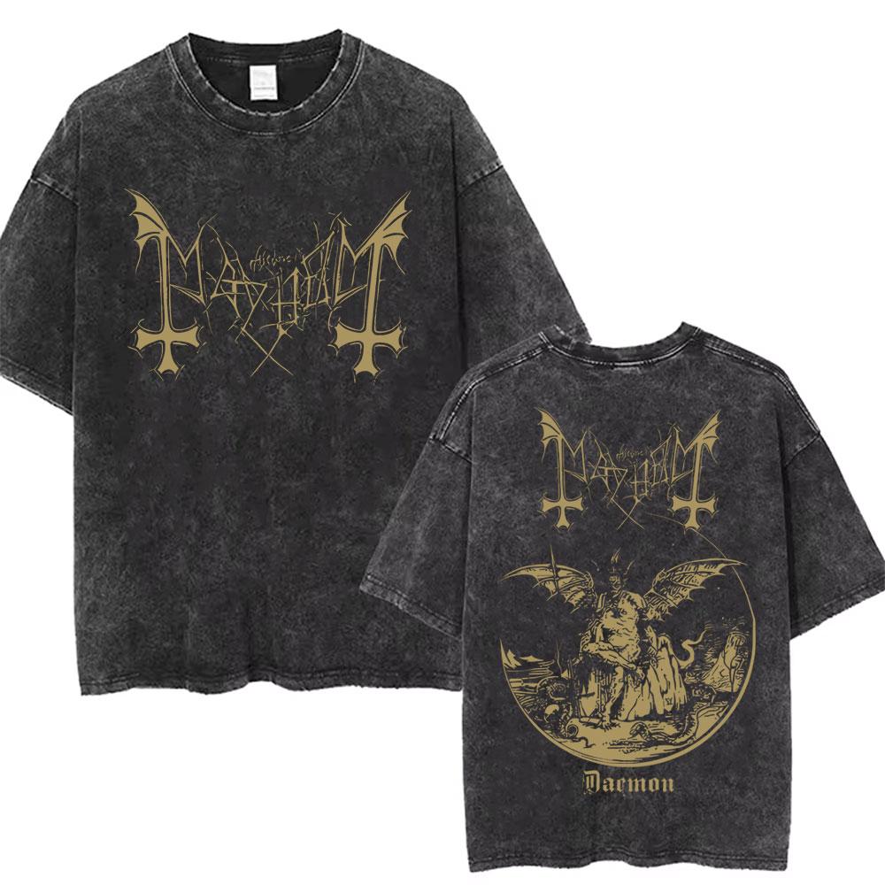 Лучшая Знаменитая Mayhem Deathcrush Винтажная Стиранная Футболка Мужская Женская Классическая Death Black Metal Рок-группа Футболки Уличная Одежда
