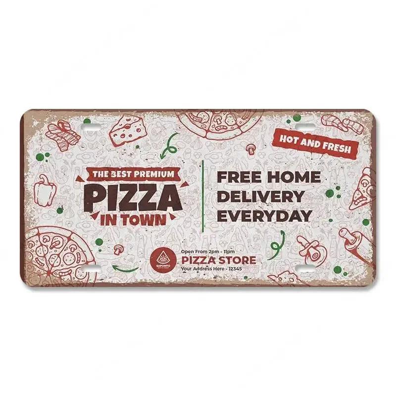 Vintage Delicious Foods Plate Metal Aluminum Sign Pizza Hot Roll Sandwich Donuts Metal Poster Home Cafe Restaurant Wall Decor