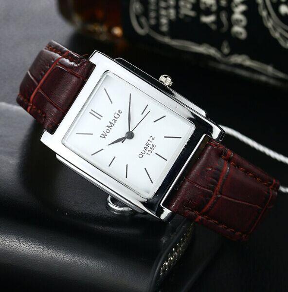 Women WOMAGE Classic Square Shape Figure PU Watchband Wristwatch Quartz Watch Women Watches Relogio Feminino Montre Femme Hv5n