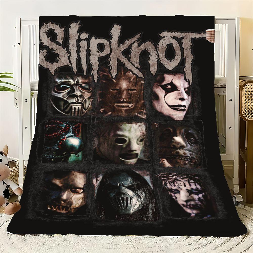 Slipknot Distinctive Masks Fleece Blanket - Dark Heavy Metal Aesthetic Throw Blanket Featuring Iconic Band Member Masks - Perfec