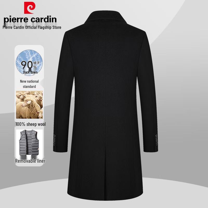 Мужское шерстяное пальто Pierre Cardin из 100% ягнячьей шерсти со съемной пуховой подкладкой