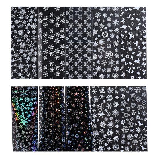 10Pcs Christmas Nail Foil Stickers Snowflake Pattern Nail Design Manicure Nail Art Transfer Sticker