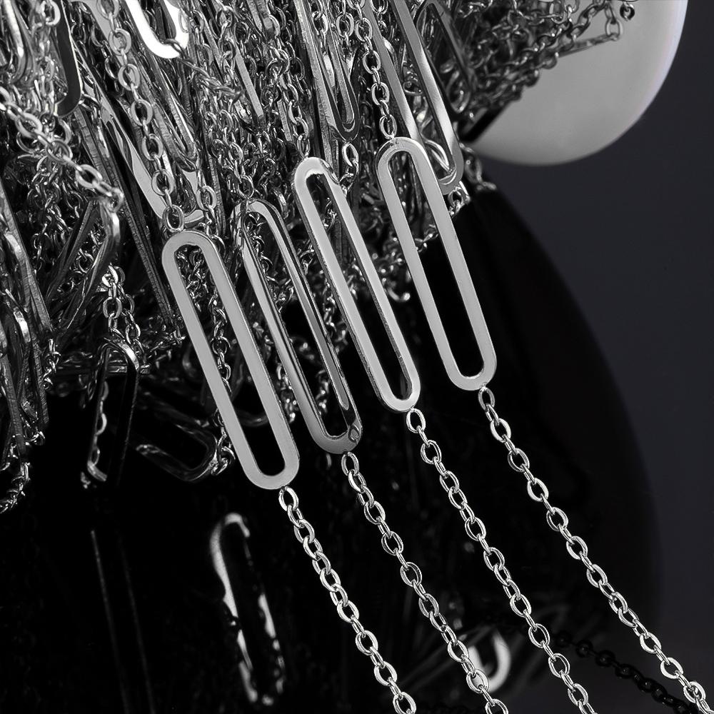 No Fade 1Meter Stainless Steel 7x17mm Carved Square Frame Bracelets Cross Link Chains DIY Necklace Jewelry Making Chain Supplies