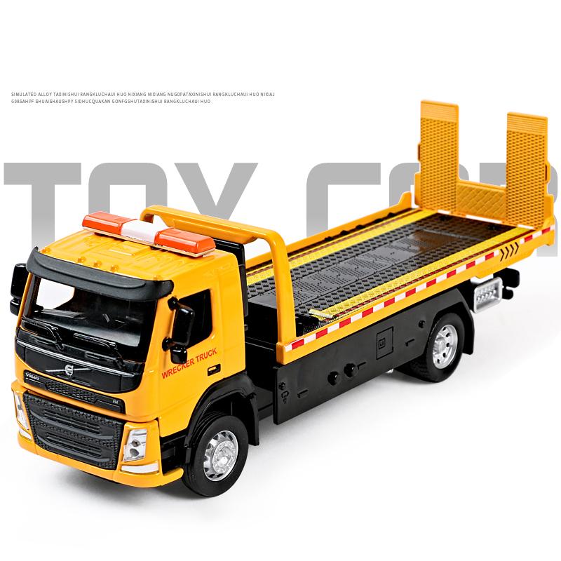 Масштаб 1/50 VOLVO VAN Type, модель прицепа из сплава, имитация металлического автомобиля-транспортера, эвакуатора, грузовик с откатным звуком и светом, игрушечный грузовик